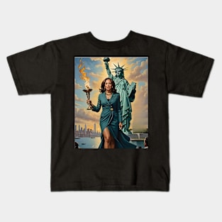 Lady Liberty Kamala Harris Vote President 2024 Men Women Kids T-Shirt